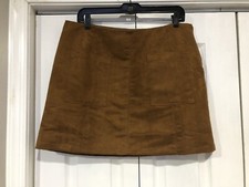 NWOT Old Navy Women’s Brown Faux Suede Utility A-Line Mini Skirt Pockets Size 10