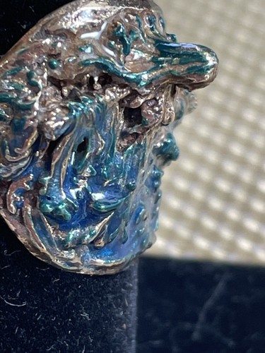 Ring sterling silver and enamel mermaid in ocean wave size 7 marked 925 - Picture 3 of 5