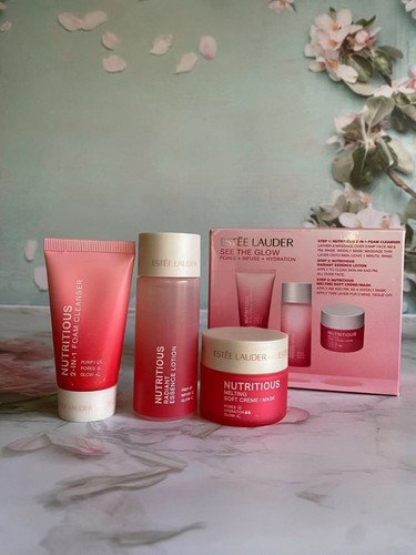 Estee Lauder See The Glow Nutritious 3 Pcs Gift Set, Cleanser + Toner + Cream