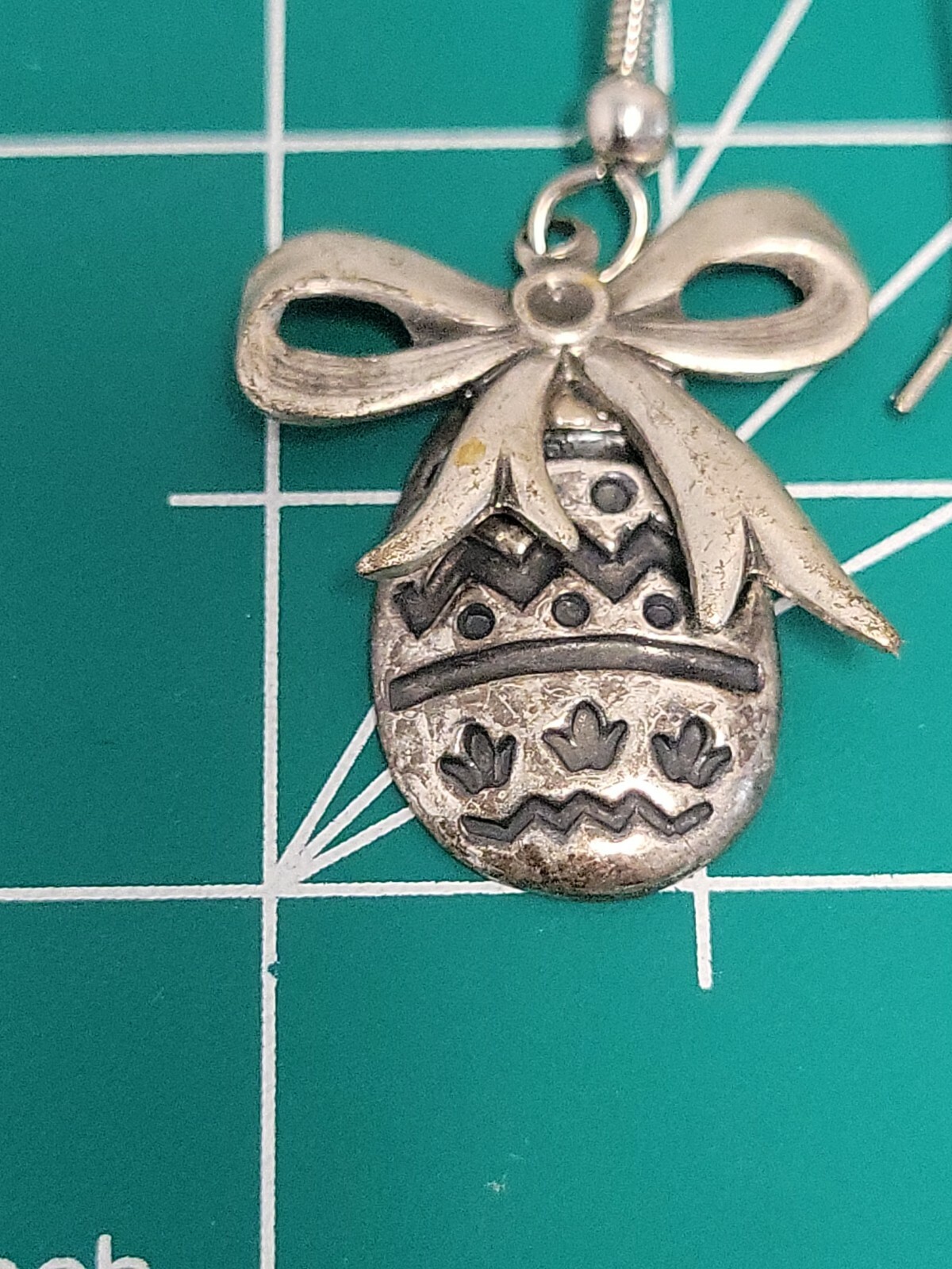 Vintage Easter Earrings Easter Egg with Bow Dangl… - image 6