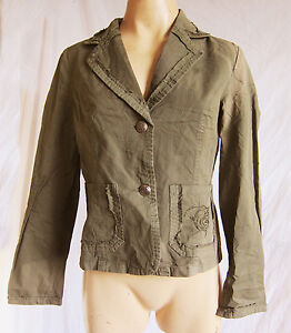 to fit UK 10 or 12 Ladies jacket size S/M khaki cotton military style short