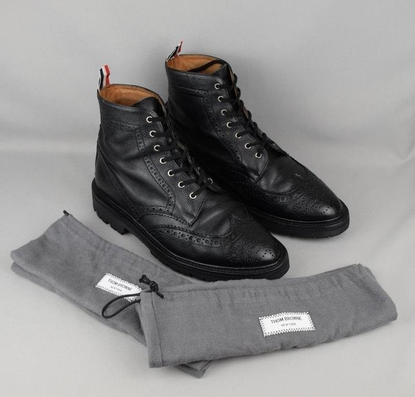 Men Thom Browne Boots Black Leather 43
