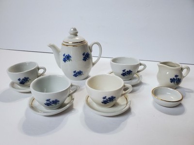 Vintage 11 Piece KAHLA Miniature TEA SET German Democratic Republic Blue Flowers