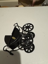 Metal Dolls House Vintage Style Pram In Black Perfect