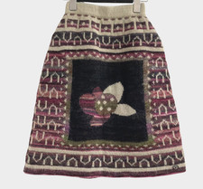 CHANEL Wool Mohair Floral Knit Skirt Beige Multi FR34 / US2 Made in Italy Used