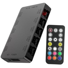 10-Port ARGB  PWM Fan Hub Controller - Magnetic Mount 5V/3PIN RGB PC Fan Hub