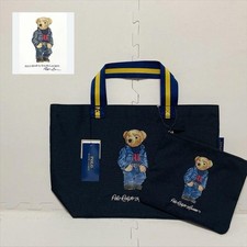 Japan Exclusive Polo Ralph Lauren Bear Navy Tote Pouch Set NWT Holiday Gift