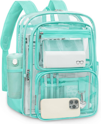 Clear Backpack for School, Large Heavy Duty Clear Bookbag with Luggage Strap & S