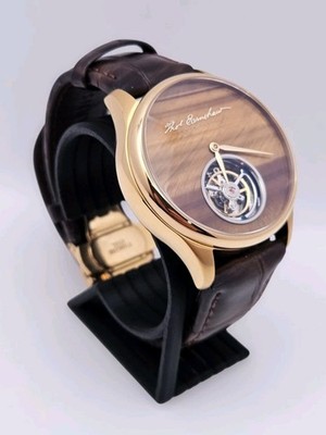  Earnshaw Bradley Tourbillon Watch Tigers Eye Dial Leather Box Papers LE ES-8203