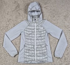 The North Face Thermoball Hooded Puffer Jacket Womens XS Gray Full Zip FLAW