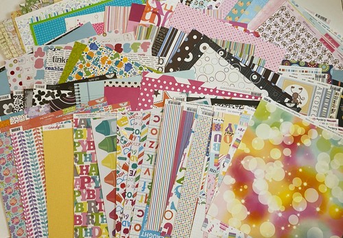 Large Lot 80+ Baby, Boy Girl, School, Birthday Patterned Scrapbook Paper 12x12