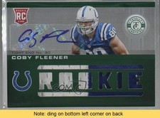 2012 Totally Certified Freshman Fabric Platinum Green 1/5 Coby Fleener READ 0s3
