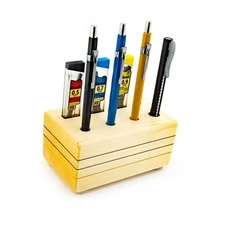 Pentel Sharp Mechanical Pencils Set Striped Wood Display Stand 0.5 0.7 0.9mm