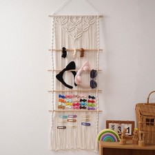 Macrame Bow Holder for Girls Nursery Room Decor Wall Hanging Headband Holder