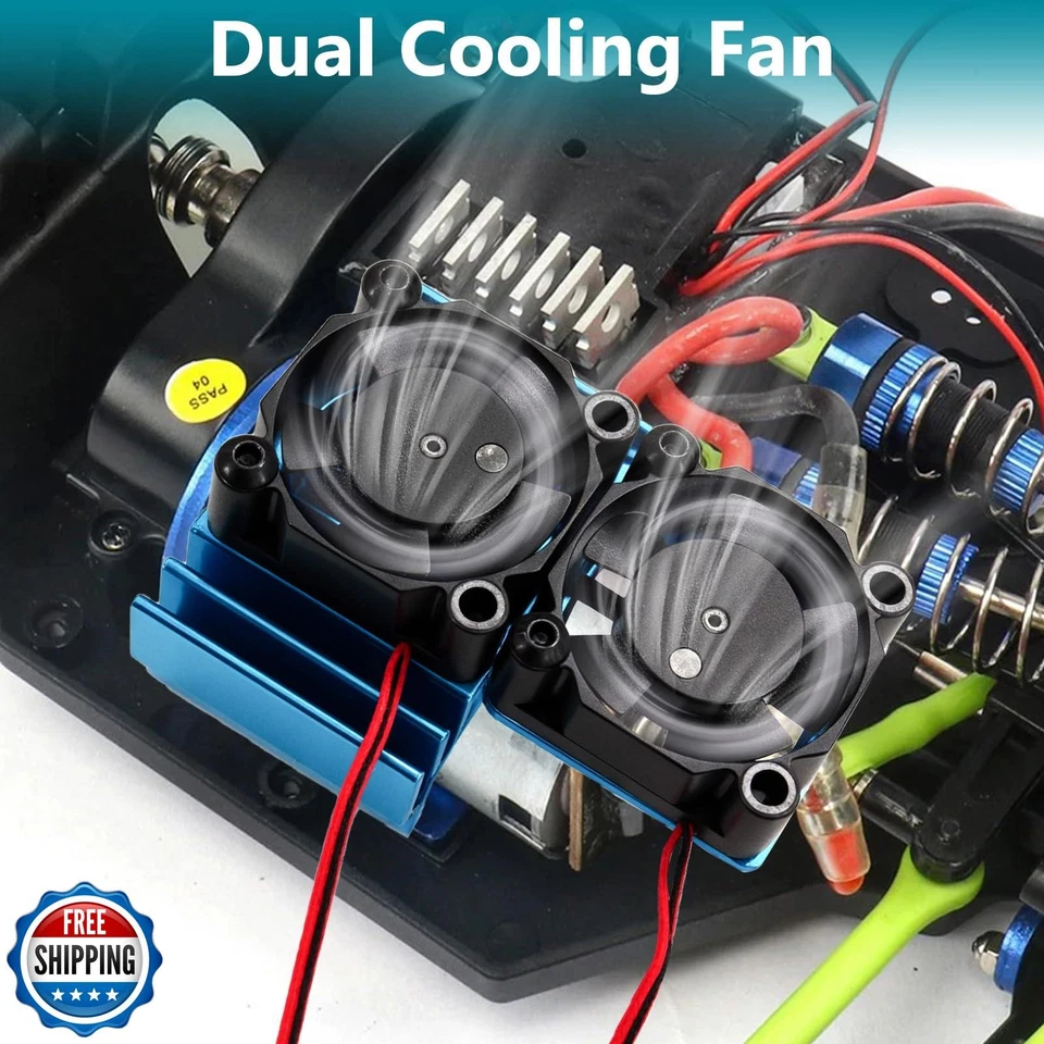 VXL-3s ESC Ventilador de refrigeración y motor 15000 RPM Juego de doble ventilador de refrigeración apto para 1/10 T Foto 2 de 4