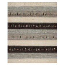 8'2"x10'3" Ivory Modern with Small Tree Design Hand Knotted Wool Oriental Rug