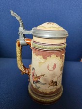 antiker Bierkrug aus dem 18-ten Jahrhundert mit Zinn/Steindeckel