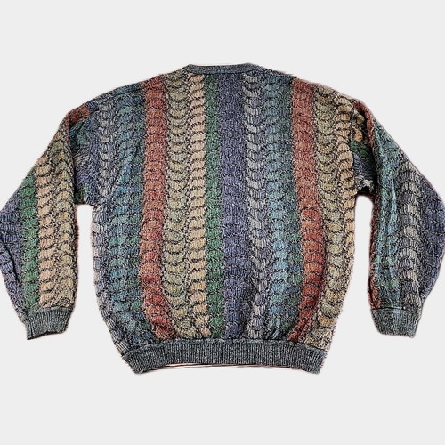 Vintage St Croix Shop Sweater XXL 2XL Grandpa 3D Knit Cosby Biggie Smalls Stripe - Picture 2 of 8