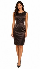 Dolce & Gabbana Dress Satin Sleeveless Scoop Neck Sheath Belted Knee length 42 6