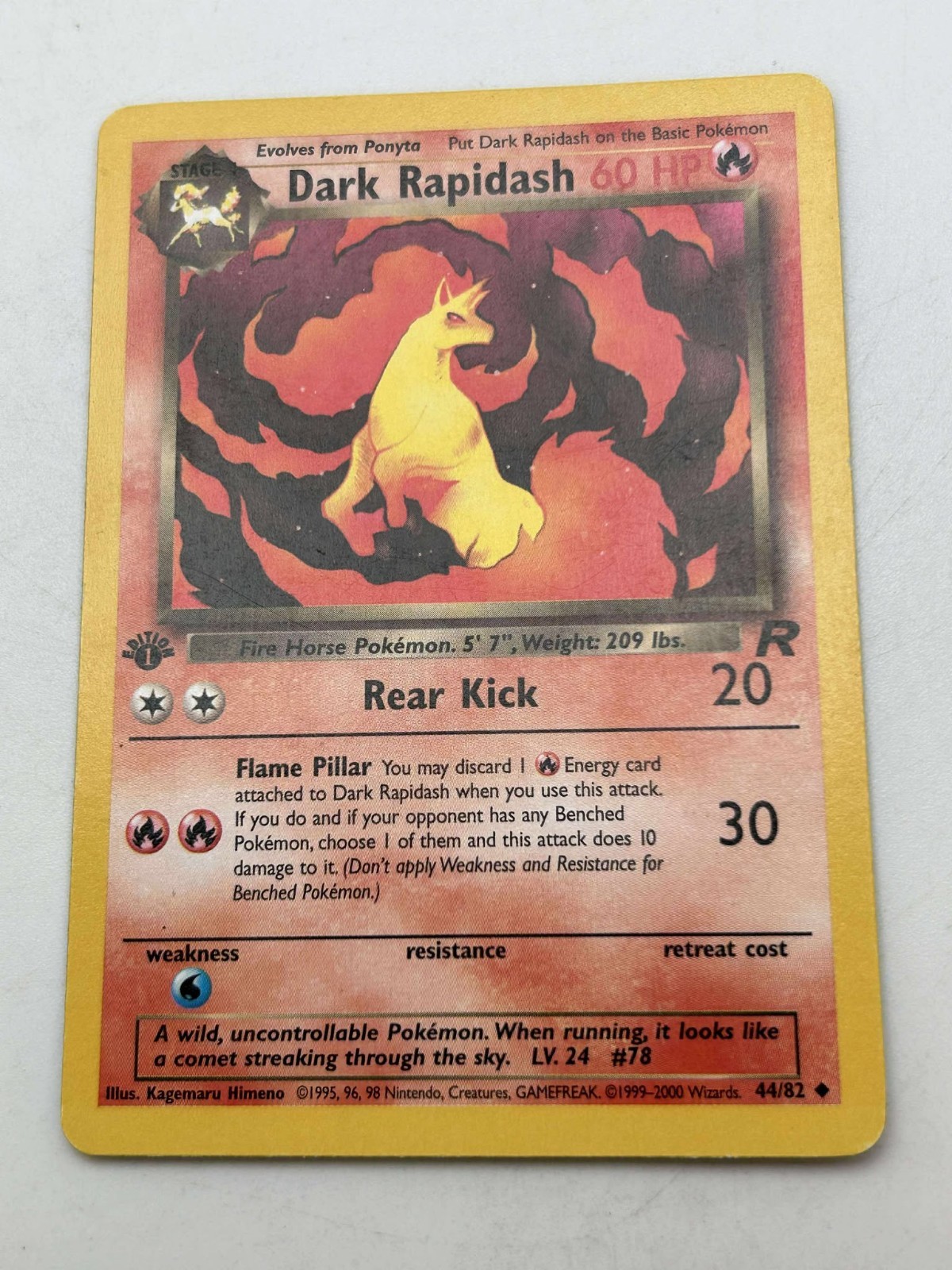 Dark Rapidash 44/82 1st Edition Team Rocket Pokémon Card NM