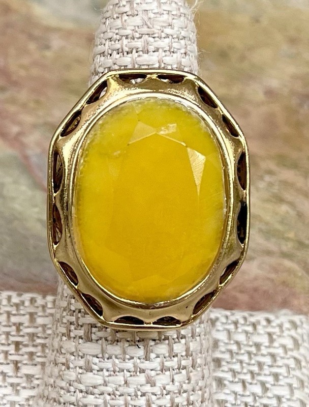 Barse NWT Faceted Yellow Agate Golden Bronze Statement Ring Size 7.5