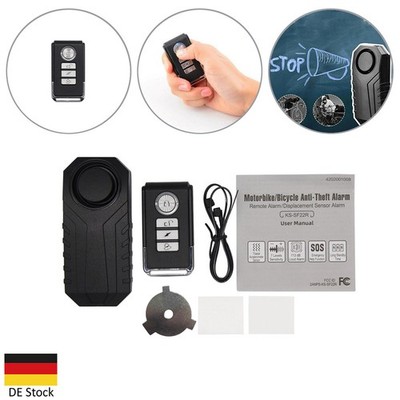113dB Wireless Alarmanlage Fahrradalarm Fernbedienung Sirene Diebstahlschutz Set