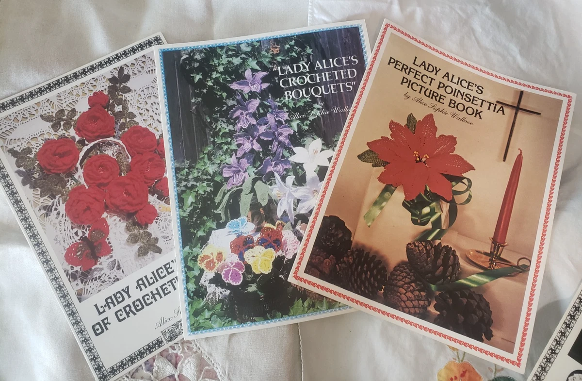 3~ Dama Alicia Crochet Ramo Flores Poinsettia Orquídea Rosa Patrón Wallace