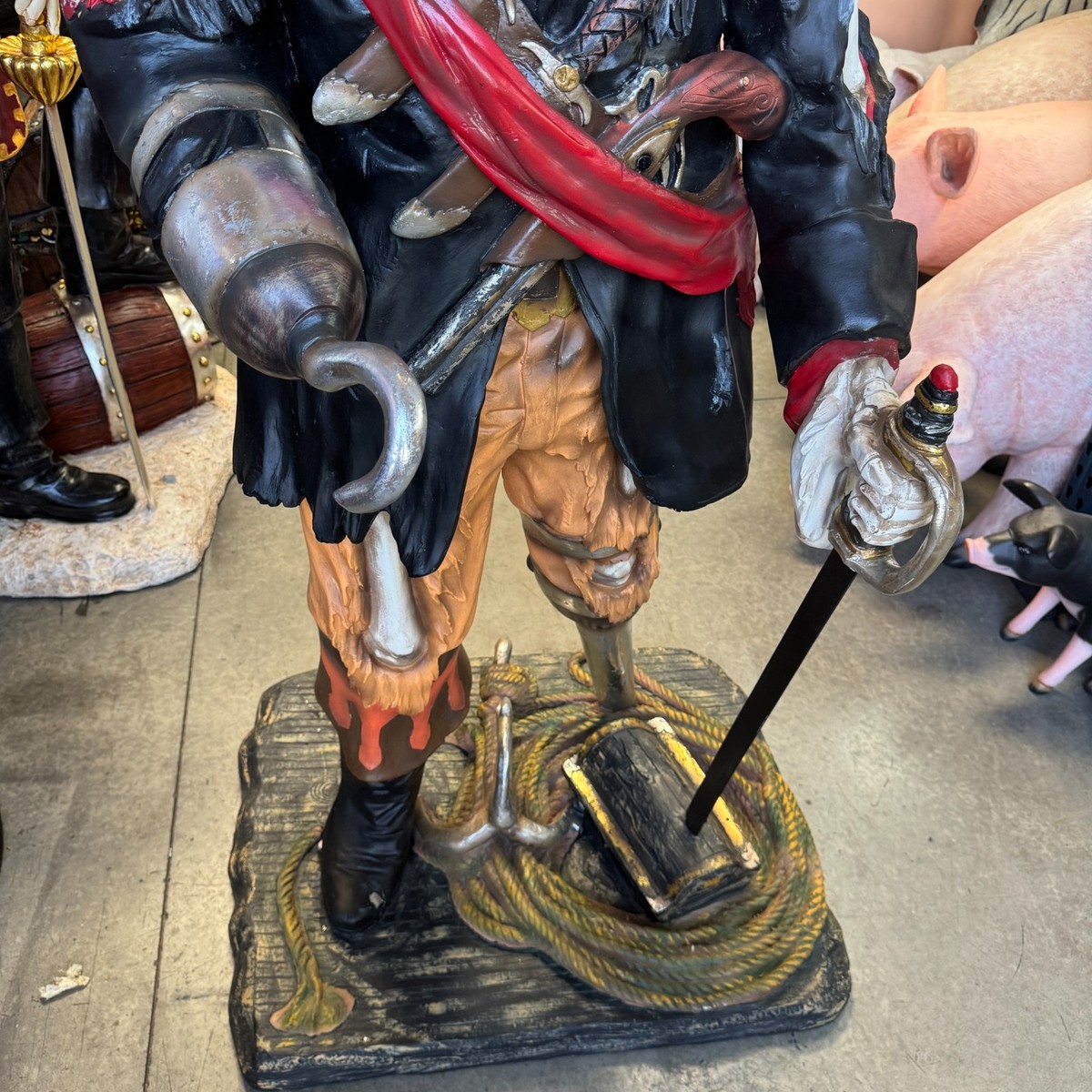 Pirate Captain Hook Skeleton Life Size Resin Statue Treasure