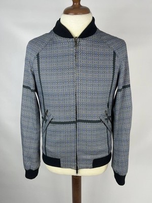 Pierre Balmain Reversible Bomber Jacket Men's Size IT 48 Patterned Black Italy