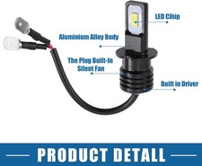 2x H3 8000k Super Bright Ice Blue 80w High Power Led Fog Light Driving Bulbs Drl