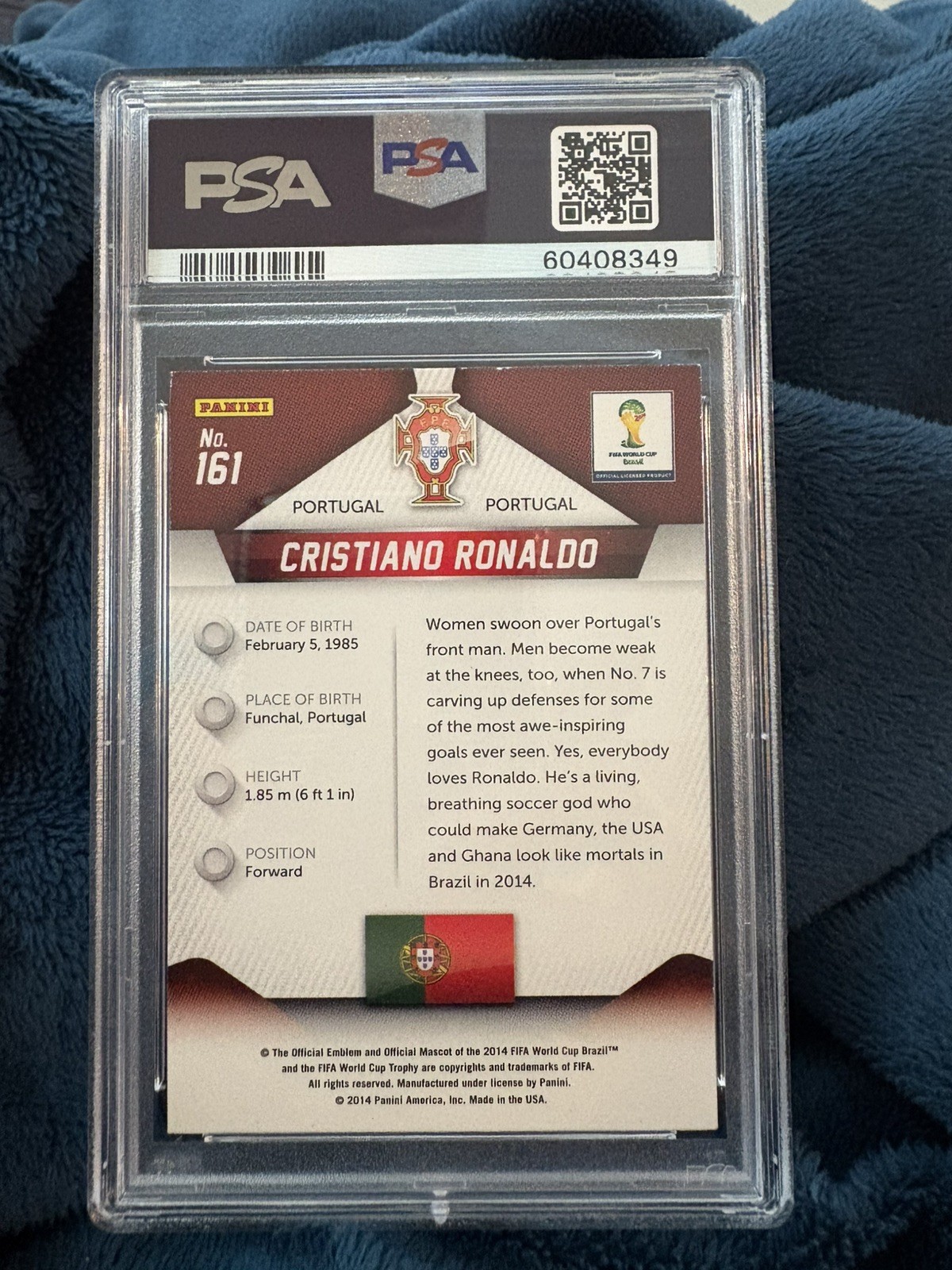 2014 PANINI PRIZM WORLD CUP CRISTIANO RONALDO #161 PORTUGAL PSA 8 NM MT view 2