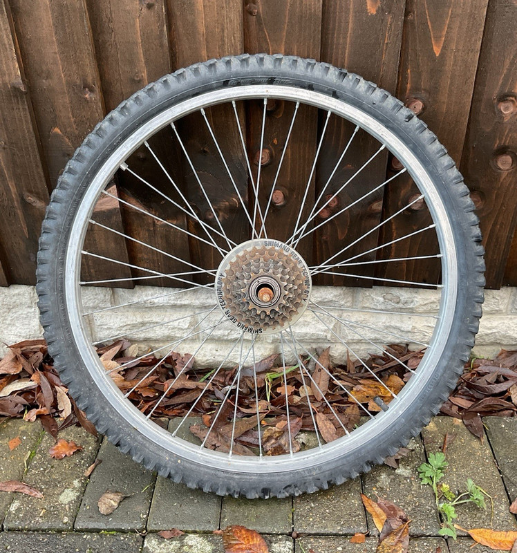 Shimano 24in MTB Rear Wheel Aluminium Rim Brake w/ Tyre & Gear Technium