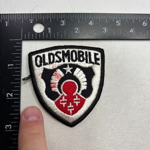 Vintage c 1960s OLDSMOBILE SHIELD Car Auto Embroidered Patch (Red Staining) 67WW