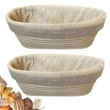 10 Inch Oval Bread Banneton Proofing Basket Set of 2 Sourdough kit for Artisanal