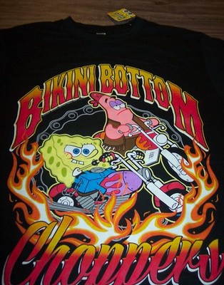 SPONGEBOB SQUAREPANTS And PATRICK BIKER MOTORCYCLE  T-Shirt MENS MEDIUM NEW