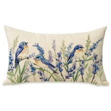 Spring Summer Bluebirds Lumbar Decorative Rectangle Pillow Cover 12 x 20, Wat...