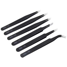 6PCS Precision Tweezers Set, Upgraded Anti-Static Stainless Steel Tweezers