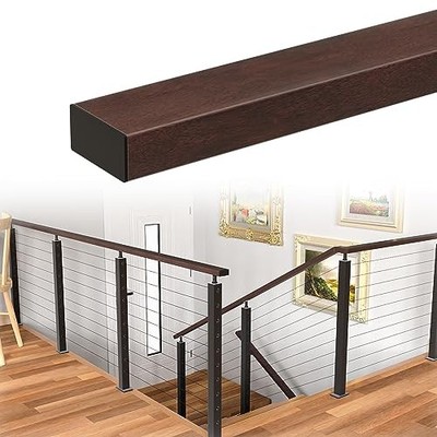  6'6'' Aluminum Handrail Flat Handrail Walnut Wood Grain Cable Railing Top Rail 