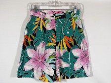 Vintage 80s High Waisted Floral Shorts Womens 8 Pleated Mom Shorts Retro
