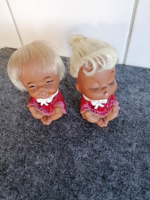 JAPAN Vintage alte KWAI Gummipuppen HANDGEMALT Collectible Dolls, 16 cm, 70er