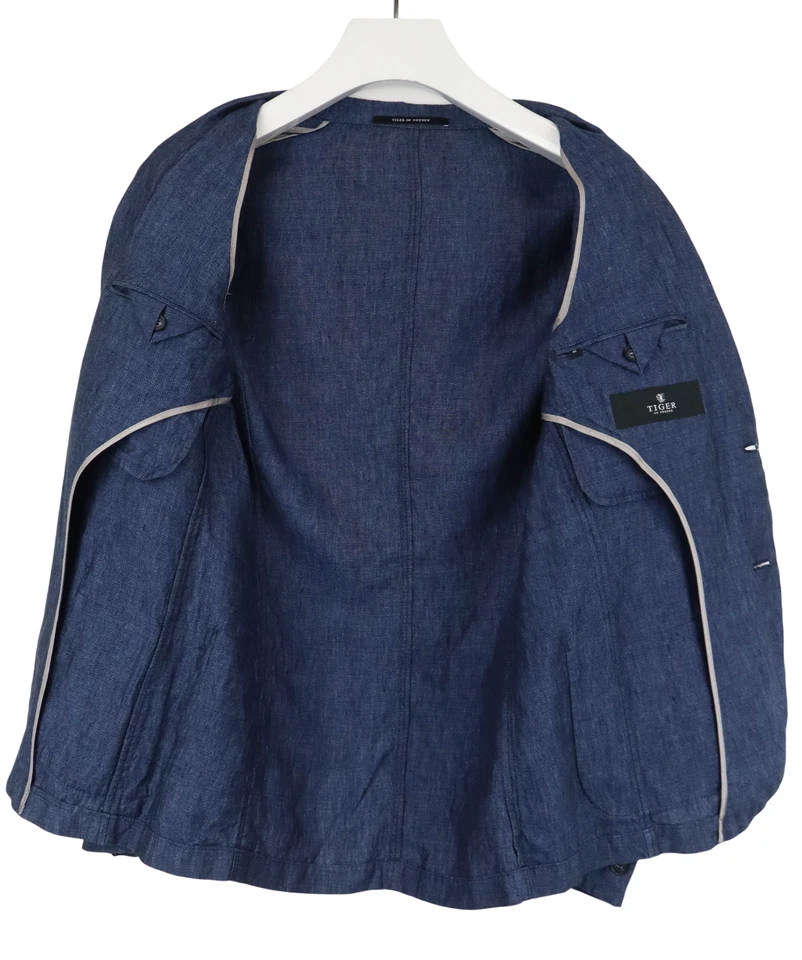 Blazer TIGER OF SWEDEN Melrose Gw Para Hombre (UE) 46 Lino Puro Azul Sencillo Foto 4 de 4