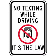 Lyle Tr-040-12Ha No Texting Traffic Sign, 18 In H, 12 In W, Aluminum, Vertical