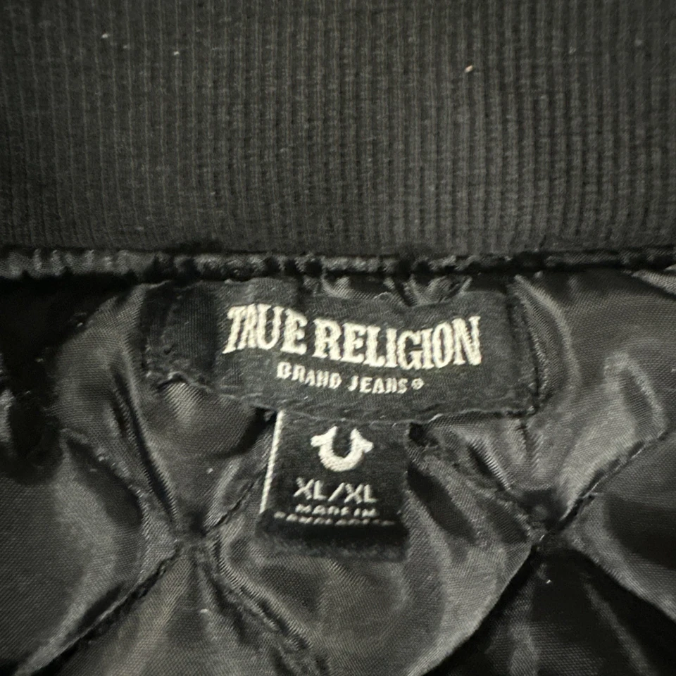 Chaqueta True Religion Para Hombre XL Negra Arco Gamuza Chaqueta Bomber Denim Forrada Foto 2 de 4