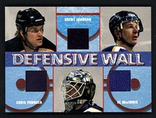 2002-03 BAP Signature Defensive Wall Triple Jersey Pronger MacInnis Johnson