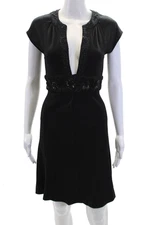 Diane Von Furstenberg Womens Sleeveless Sequin Embellish Mini Dress Black Size 2