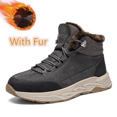 Men Winter High Top Sneaker Plush Warm Snow Boots Outdoor Non Slip Cycling Shoes