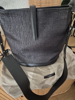 Weekend Max Mara Tasche Bucket Bag Schwarz Raffia und Leder