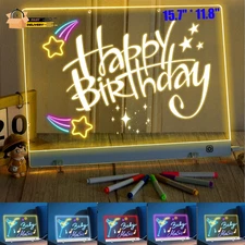 Large LED Drawing Board with Stand, 15.7''X11.8'' LED Note Board with 7 Markers