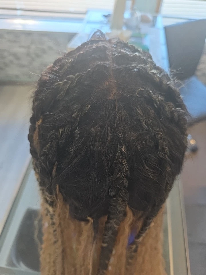 Peluca trenzada bohemia con reflejos rubios para mujer cabello largo rizado. Foto 2 de 4