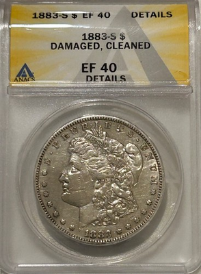 #ad 1883 S Morgan Silver Dollar ANACS XF Details Tougher Date Morgan $117.00
